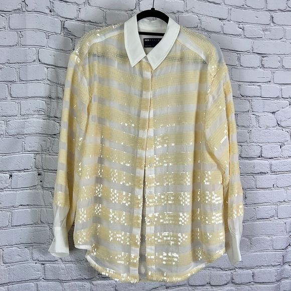 ASOS palliates top button down cream off white oversized see photos - Picture 1 of 14